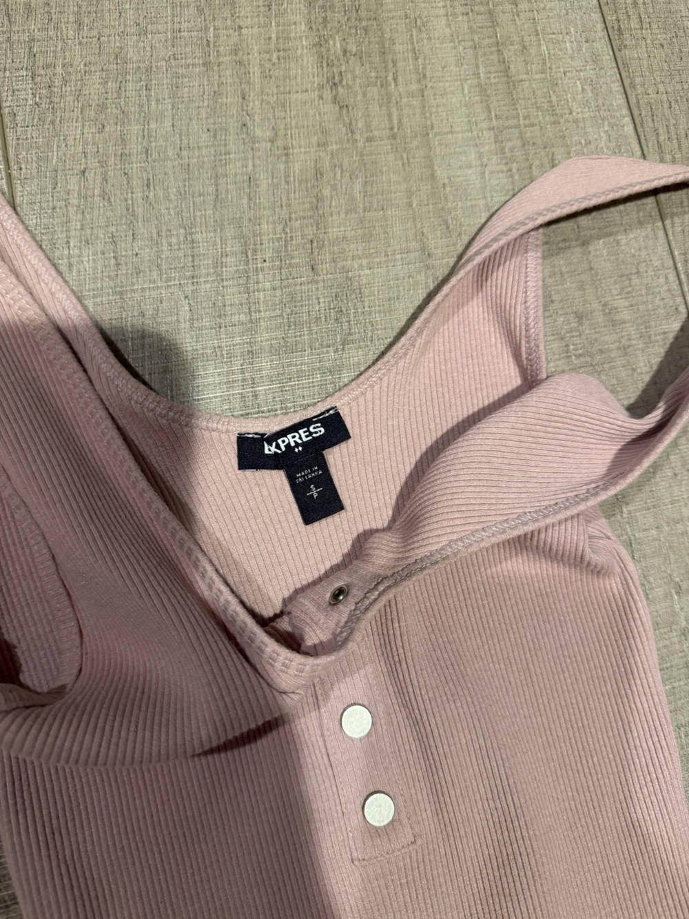 Express Small Ribbed Pink Snap-Front Bodysuit - Picture 3 of 4